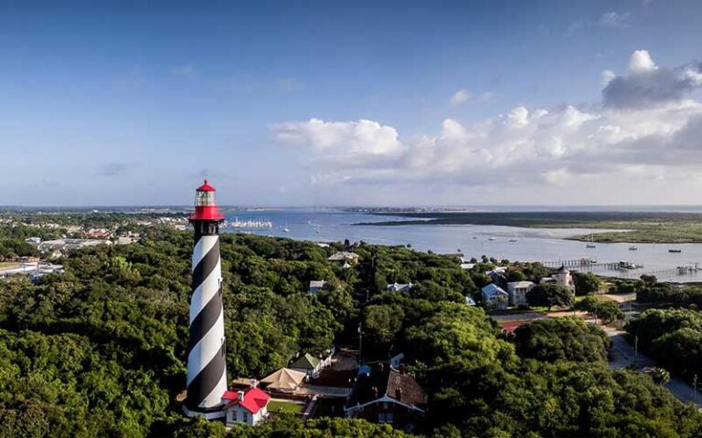 aerial view of lighthouse and coastline at st augustine lighthouse maritime museum