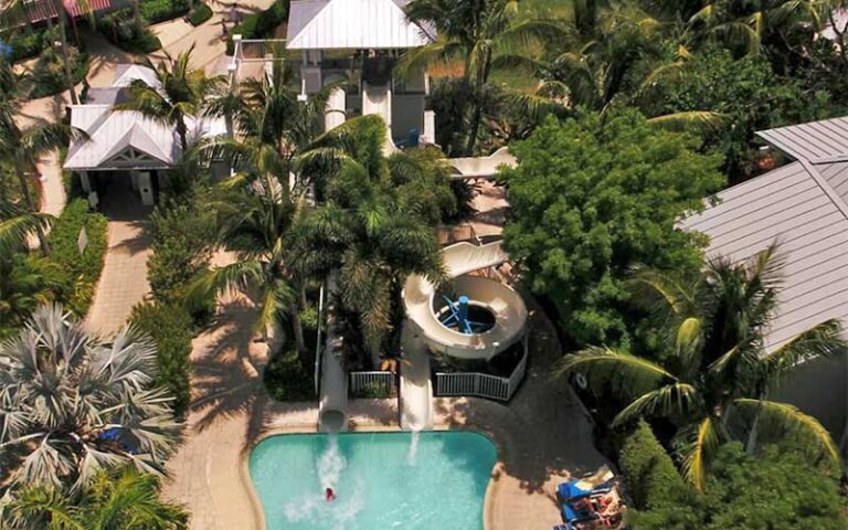 aerial view of pool with water slides and cabanas at south seas island resort captiva sanibel fort myers