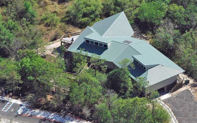 aerial view of visitor center in park area at six mile cypress slough preserve fort myers