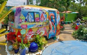 airstream camper with street art graffiti in garden area gallery at matlacha art district fort myers