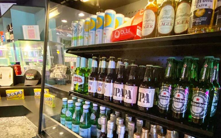 beer selection shelf in cooler snack bar at tropic cinema key west