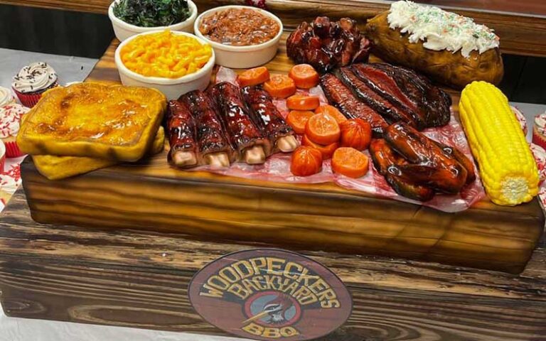 buffet layout with barbecue and sides at woodpeckers backyard bbq st augustine