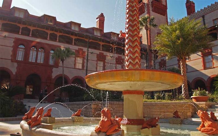 courtyard fountain with frogs and obelisk at historic tours of flagler college st augustine