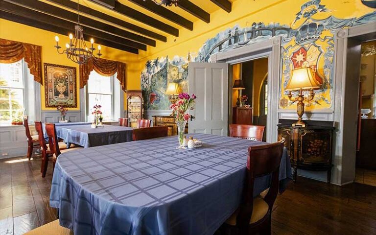 dining area with old world decor and tables at casa de solana st augustine