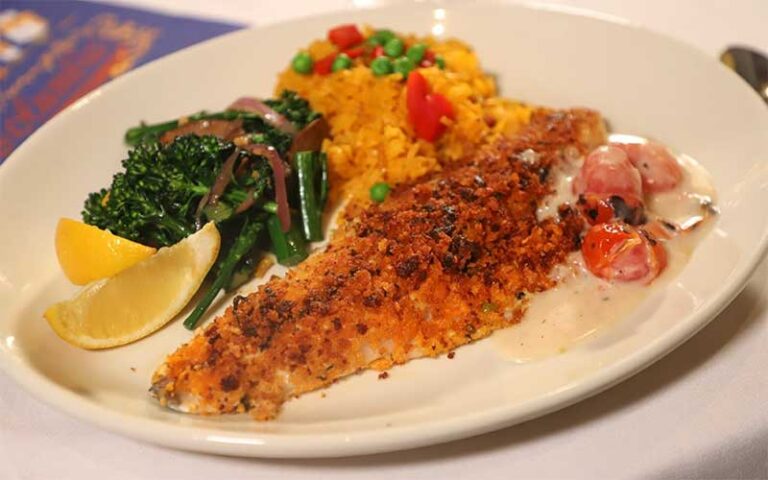 encrusted fish with colorful sides at columbia restaurant st augustine