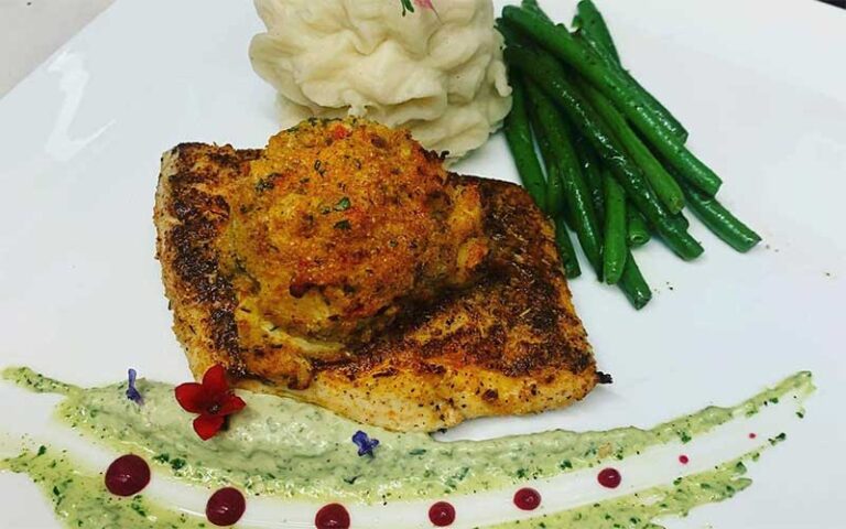 encrusted fish with sides at old city house inn restaurant st augustine