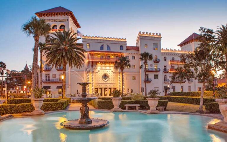 front exterior of hotel with fountain at casa monica resort spa st augustine