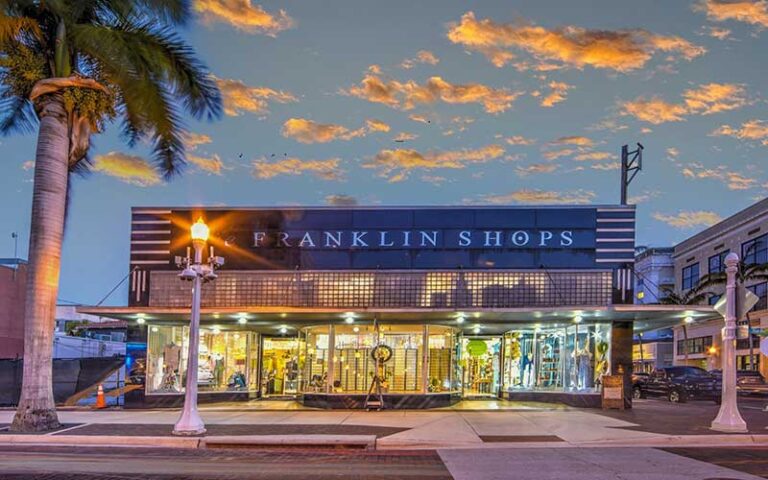 front exterior of store at night with lights at the franklin shops fort myers