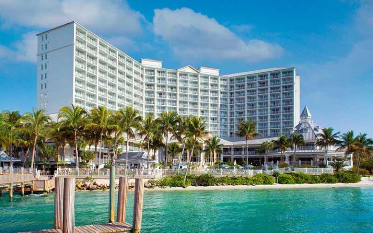 high rise hotel daytime exterior view from water at marriott sanibel harbour resort spa fort myers