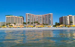 hotel buildings view from water at pink shell beach resort marina fort myers