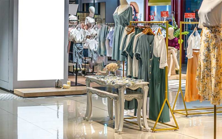 interior of clothing shop with womens dresses at miromar outlets fort myers