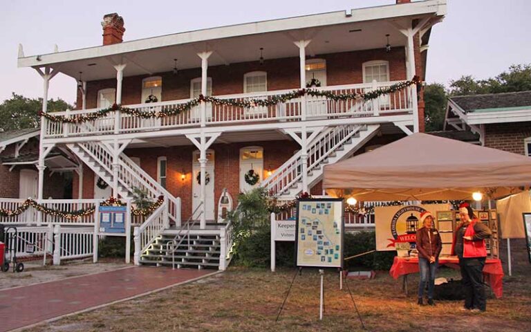 keepers house at night at st augustine lighthouse maritime museum