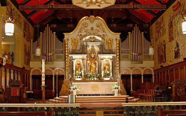 lighted altar piece and organ at cathedral basilica of st augustine