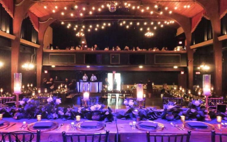 lighted dining hall with balcony event at key west theater