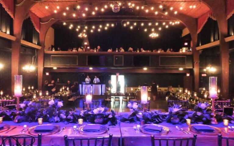 lighted dining hall with balcony event at key west theater