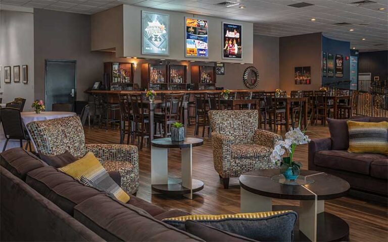 lobby and lounge area with bar at broadway palm dinner theatre fort myers