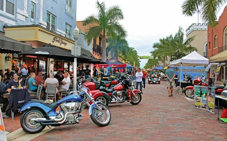 motorcycle show along street at fort myers river district