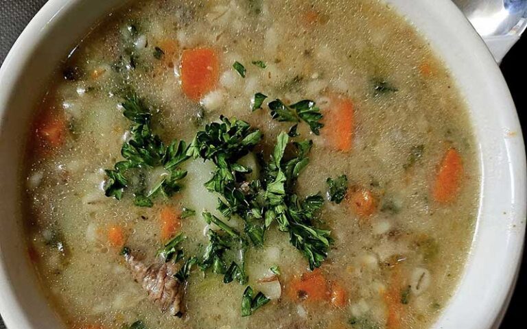 soup with basil garnish at gaufres and goods st augustine