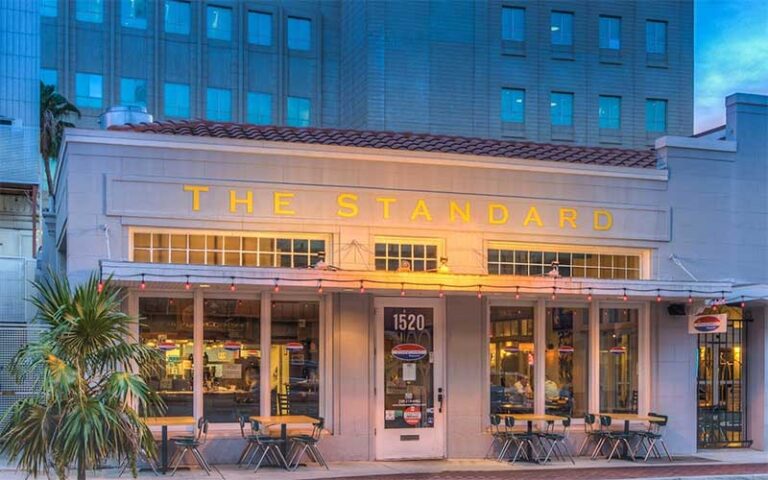 street front exterior of diner with sidewalk seating at the standard restaurant fort myers