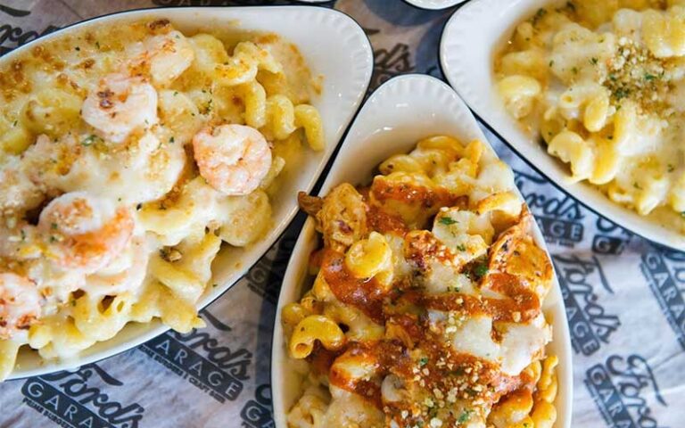 three dishes of specialty mac and cheese at fords garage fort myers