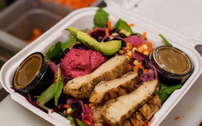 to go salad with chicken and beets at crave st augustine