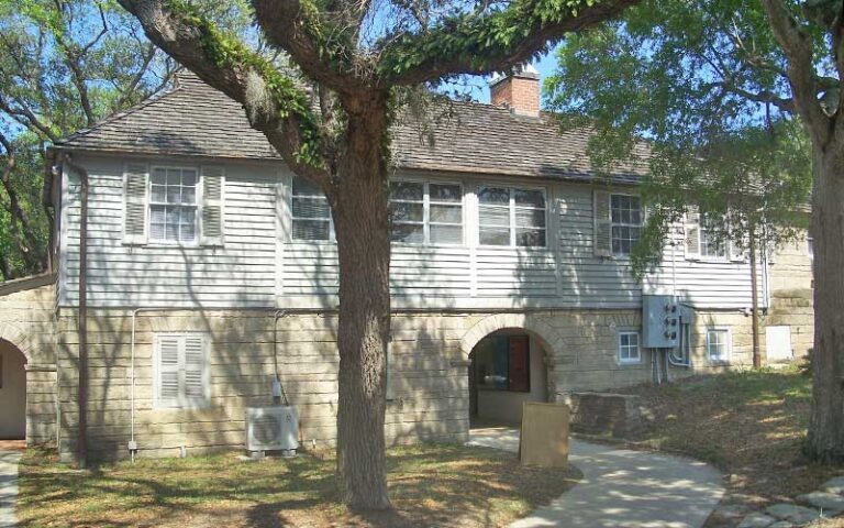 two story building visitor center with oaks at fort matanzas national monument st augustine