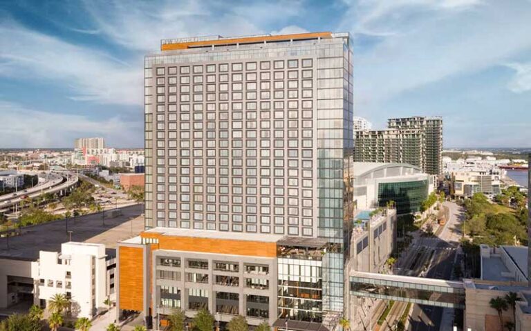 aerial view of downtown high rise building at jw marriott tampa water street