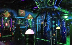 arcade games room with electricity theme at livingstones amusements sarasota