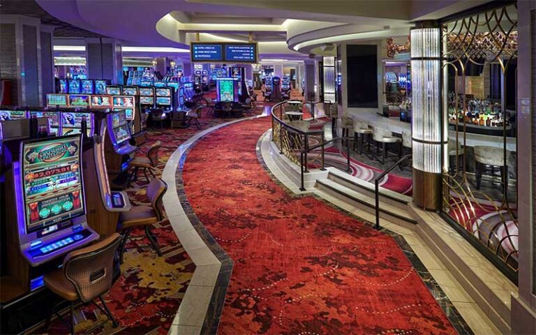 casino game room floor with red carpet at seminole hard rock hotel casino tampa