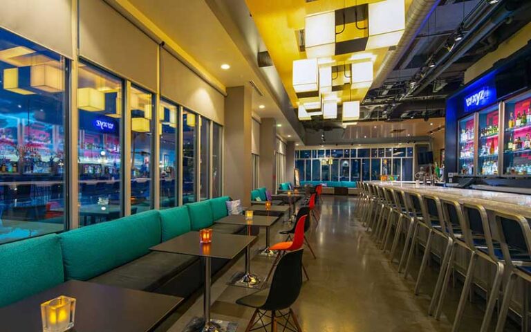 chic bar and lounge area at aloft tampa downtown