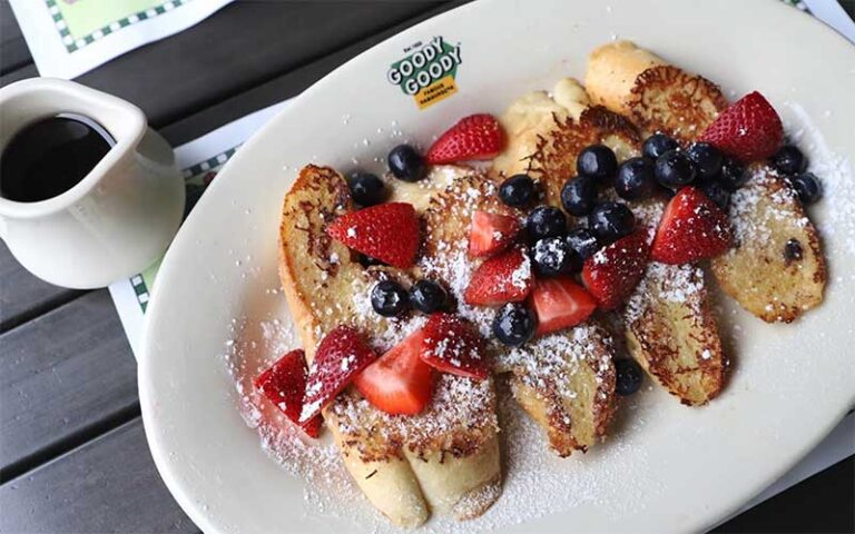 crepes with strawberries and blueberries and syrup at goody goody burgers tampa