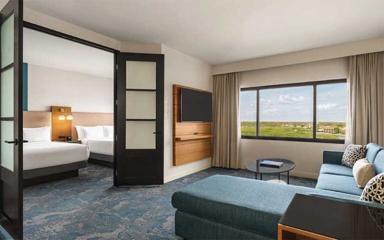 double bed suite with bay view at doubletree by hilton tampa rocky point