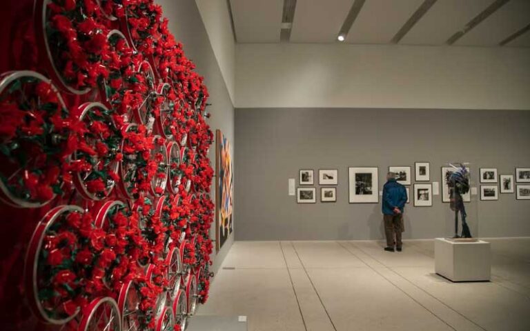 exhibit room with wall art and viewers at tampa museum of art