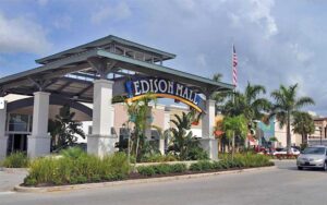 front entrance of mall with drive up area at edison mall fort myers