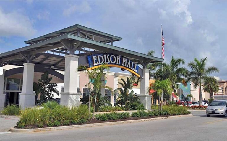 front entrance of mall with drive up area at edison mall fort myers