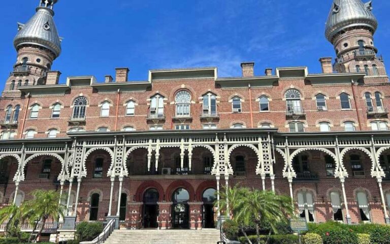 front exterior of entrance and stairs at henry b plant museum tampa