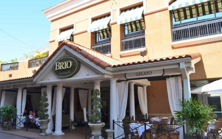 front exterior of restaurant with patio seating at brio italian grille tampa