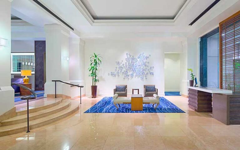 hotel lobby and concierge desk with chic decor at grand hyatt tampa bay