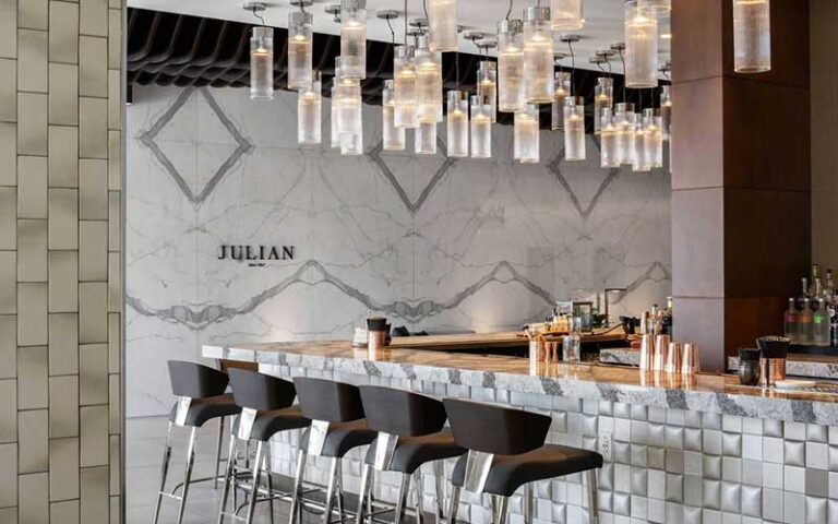 julian restaurant interior with chic bar and lighting at the current hotel tampa