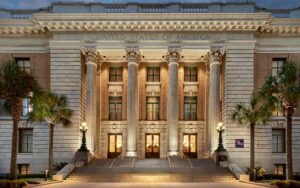 neoclassical courthouse facade exterior twilight at le meridien tampa