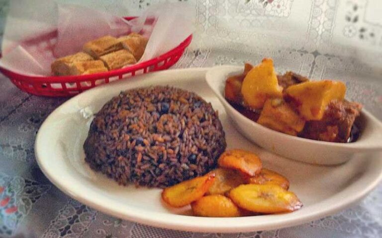 rice and beans with maduros at west tampa sandwich shop