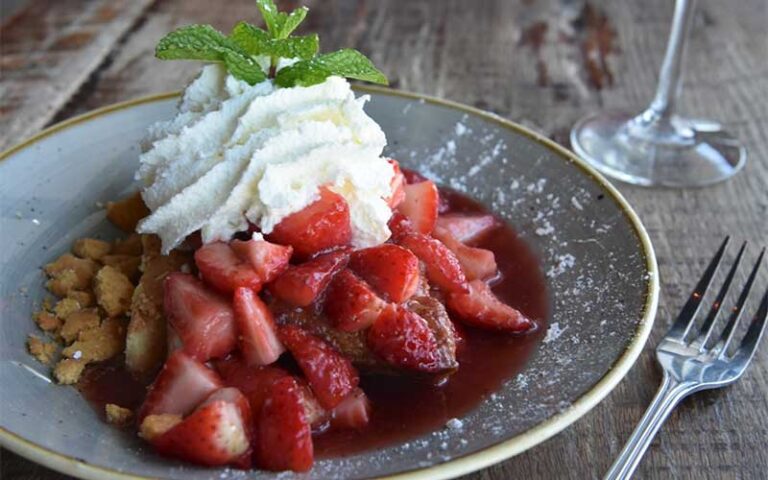 strawberry shortcake dessert with topping at noble crust tampa