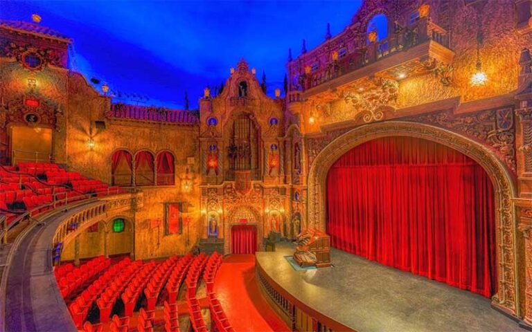 theater with gold and red decor at tampa theatre