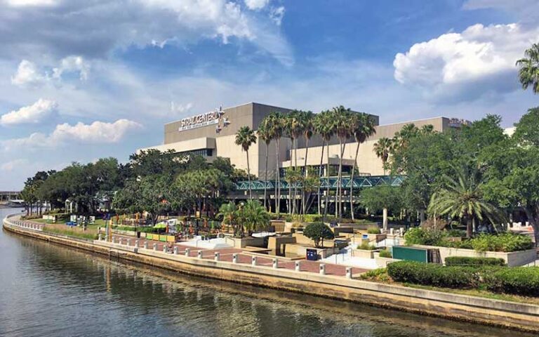 view from river exterior at straz center for the performing arts tampa