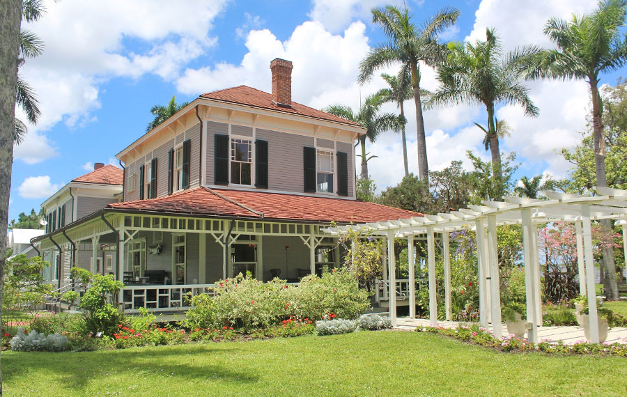 daytime exterior of edison home with garden trellis at edison ford winter estates fort myers
