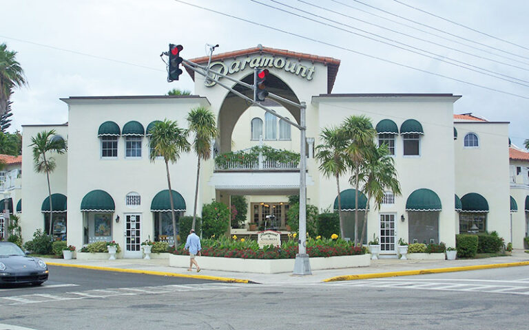 front exterior across intersection of historic landmark at paramount theatre building west palm beach