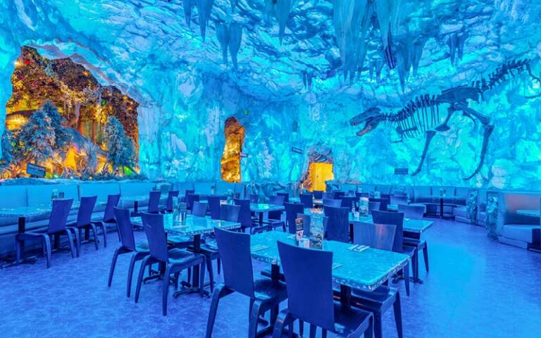 ice cave themed dining area at t rex cafe disney springs