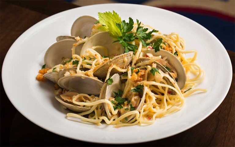 clam linguine on white dish at flagler steakhouse palm beach