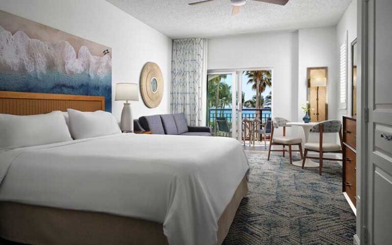 king size bed guest room at marriotts ocean pointe palm beach shores