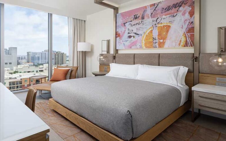 king size bed guest room with downtown view at canopy by hilton west palm beach downtown